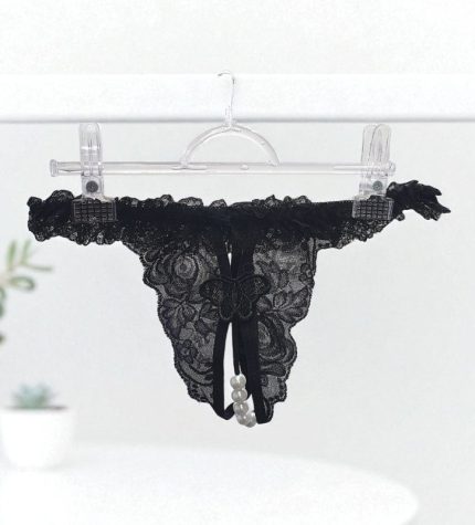 Tanga Perlas Mariposa Negro